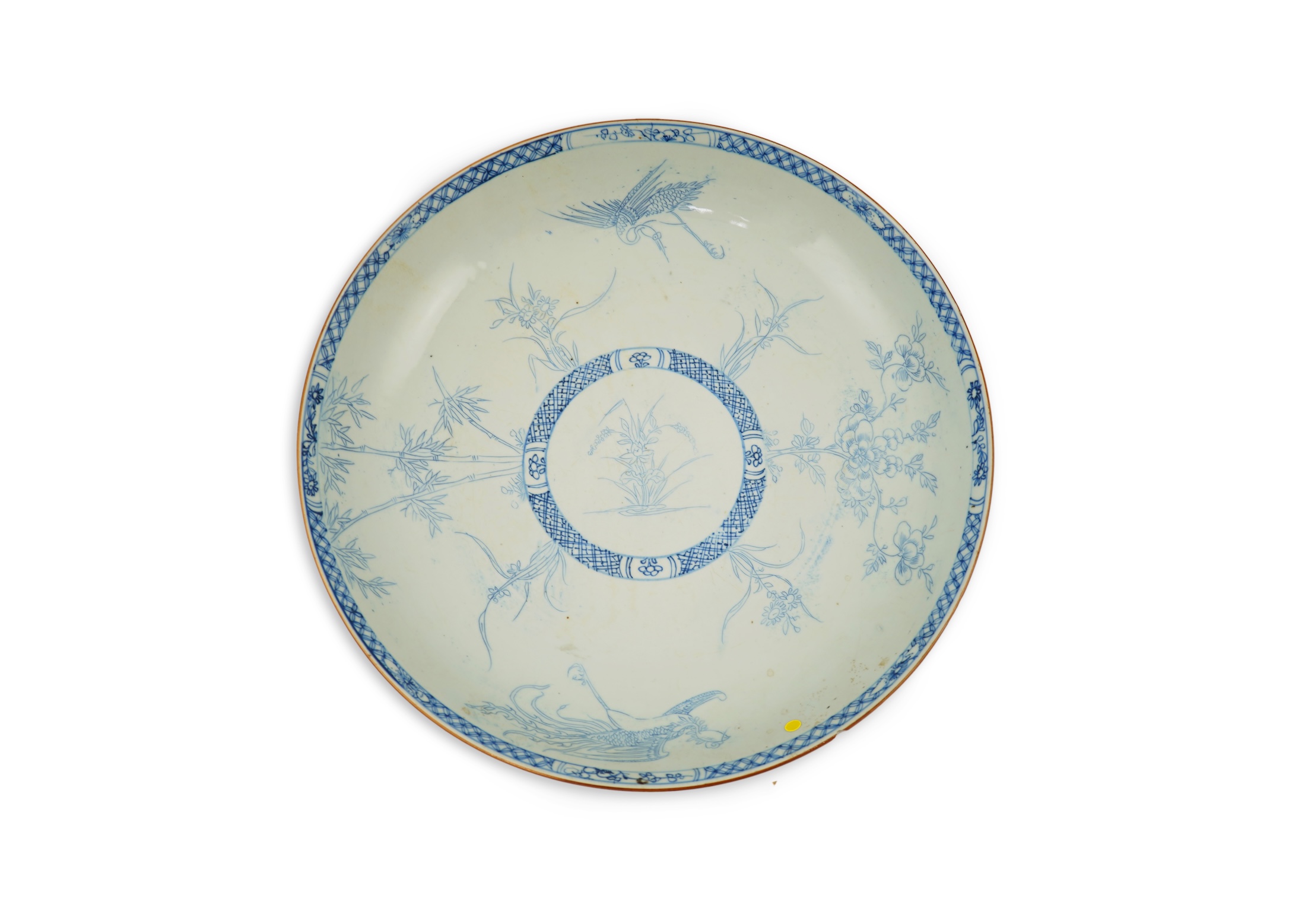A Chinese blue and white ‘crane and phoenix’ dish, Yongzheng period